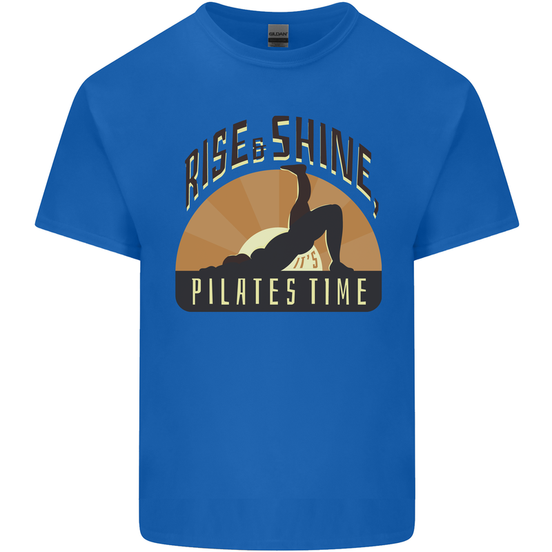 Yoga Rise and Shine Pilates Time Funny Kids T-Shirt Childrens Royal Blue