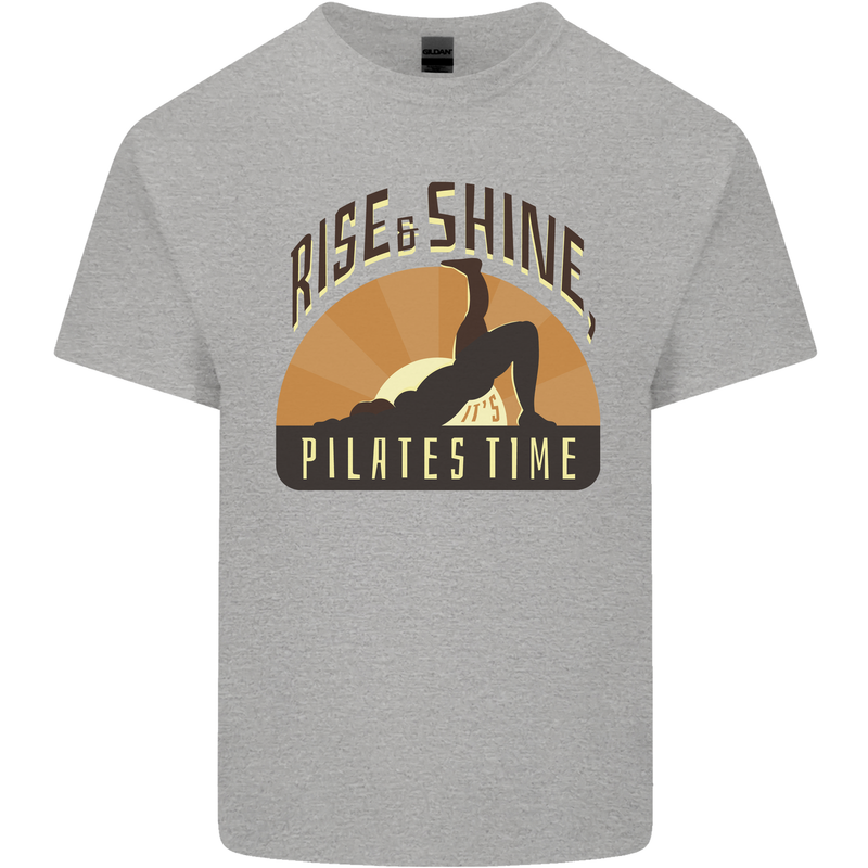 Yoga Rise and Shine Pilates Time Funny Kids T-Shirt Childrens Sports Grey