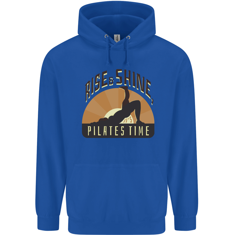 Yoga Rise and Shine Pilates Time Funny Mens 80% Cotton Hoodie Royal Blue