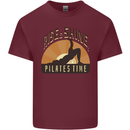 Yoga Rise and Shine Pilates Time Funny Mens Cotton T-Shirt Tee Top Maroon