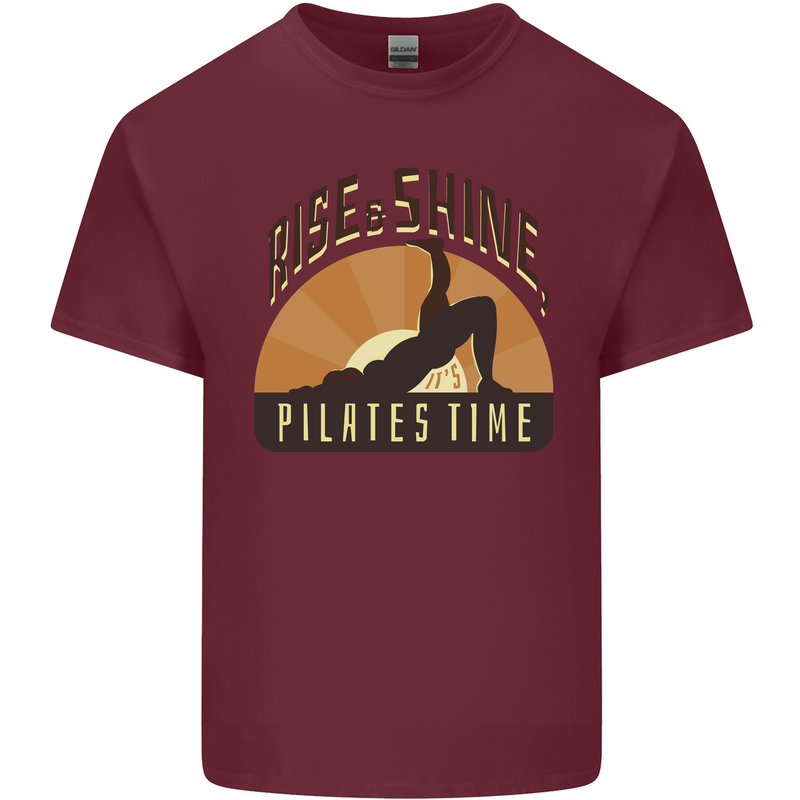 Yoga Rise and Shine Pilates Time Funny Mens Cotton T-Shirt Tee Top Maroon