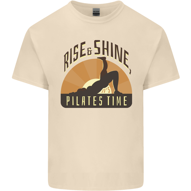 Yoga Rise and Shine Pilates Time Funny Mens Cotton T-Shirt Tee Top Natural