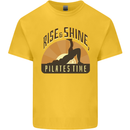 Yoga Rise and Shine Pilates Time Funny Mens Cotton T-Shirt Tee Top Yellow