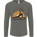 Yoga Rise and Shine Pilates Time Funny Mens Long Sleeve T-Shirt Charcoal