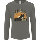 Yoga Rise and Shine Pilates Time Funny Mens Long Sleeve T-Shirt Charcoal