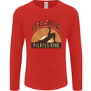Yoga Rise and Shine Pilates Time Funny Mens Long Sleeve T-Shirt Red