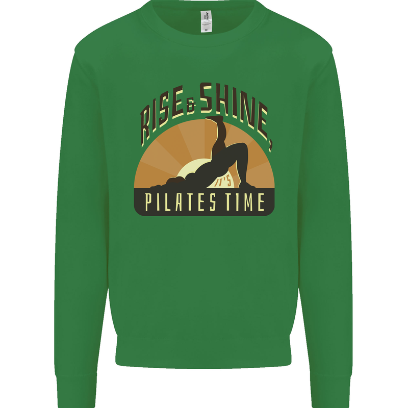 Yoga Rise and Shine Pilates Time Funny Mens Sweatshirt Jumper Irish Green