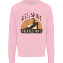 Yoga Rise and Shine Pilates Time Funny Mens Sweatshirt Jumper Light Pink