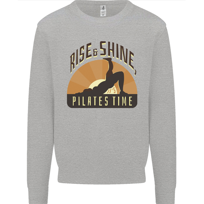Yoga Rise and Shine Pilates Time Funny Mens Sweatshirt Jumper Sports Grey