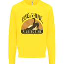 Yoga Rise and Shine Pilates Time Funny Mens Sweatshirt Jumper Yellow