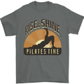 Yoga Rise and Shine Pilates Time Funny Mens T-Shirt 100% Cotton Charcoal