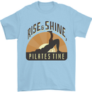 Yoga Rise and Shine Pilates Time Funny Mens T-Shirt 100% Cotton Light Blue