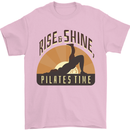Yoga Rise and Shine Pilates Time Funny Mens T-Shirt 100% Cotton Light Pink