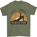 Yoga Rise and Shine Pilates Time Funny Mens T-Shirt 100% Cotton Military Green