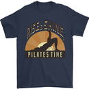 Yoga Rise and Shine Pilates Time Funny Mens T-Shirt 100% Cotton Navy Blue