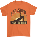 Yoga Rise and Shine Pilates Time Funny Mens T-Shirt 100% Cotton Orange