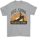 Yoga Rise and Shine Pilates Time Funny Mens T-Shirt 100% Cotton Sports Grey
