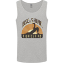 Yoga Rise and Shine Pilates Time Funny Mens Vest Tank Top Sports Grey