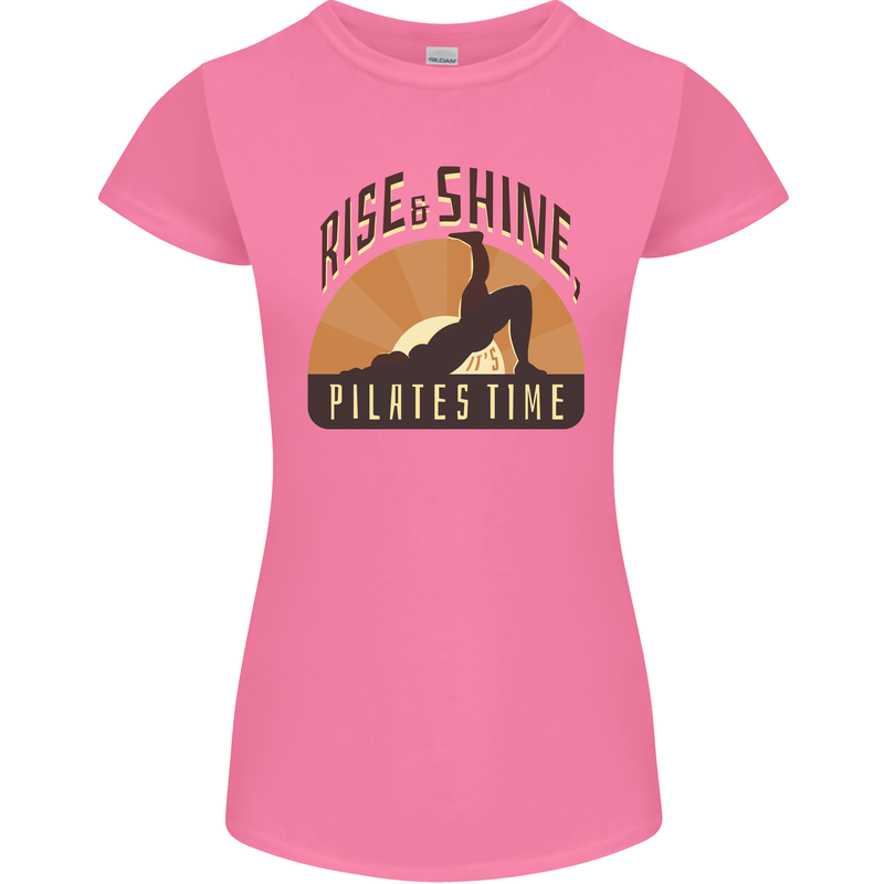 Yoga Rise and Shine Pilates Time Funny Womens Petite Cut T-Shirt Azalea