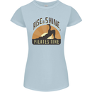 Yoga Rise and Shine Pilates Time Funny Womens Petite Cut T-Shirt Light Blue