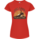 Yoga Rise and Shine Pilates Time Funny Womens Petite Cut T-Shirt Red