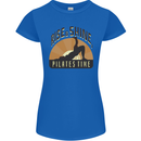 Yoga Rise and Shine Pilates Time Funny Womens Petite Cut T-Shirt Royal Blue