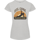 Yoga Rise and Shine Pilates Time Funny Womens Petite Cut T-Shirt Sports Grey