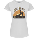 Yoga Rise and Shine Pilates Time Funny Womens Petite Cut T-Shirt White
