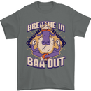 Yoga Sheep Breath in Baa Out Funny Mens T-Shirt 100% Cotton Charcoal