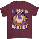 Yoga Sheep Breath in Baa Out Funny Mens T-Shirt 100% Cotton Maroon