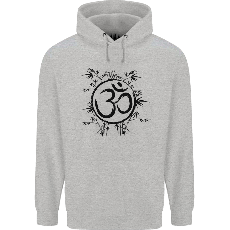 Yoga Symbol Sketch Meditation Childrens Kids Hoodie Sports Grey