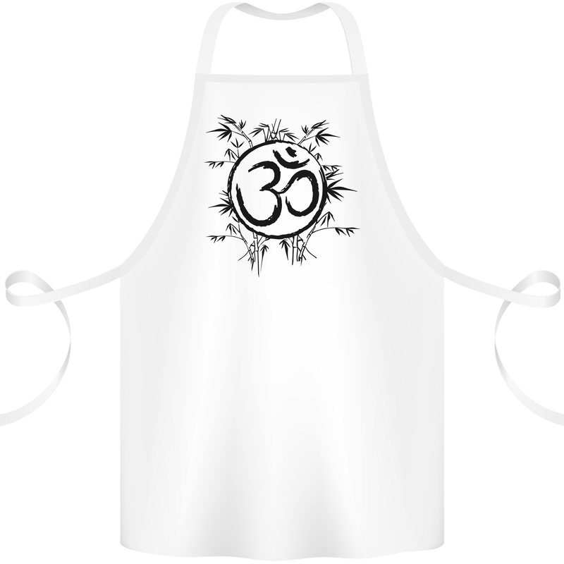 Yoga Symbol Sketch Meditation Cotton Apron 100% Organic White