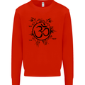 Yoga Symbol Sketch Meditation Kids Sweatshirt Jumper Bright Red