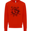 Yoga Symbol Sketch Meditation Kids Sweatshirt Jumper Bright Red