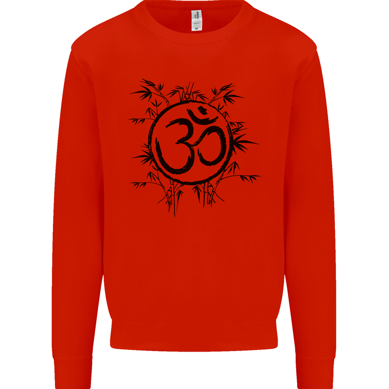 Yoga Symbol Sketch Meditation Kids Sweatshirt Jumper Bright Red