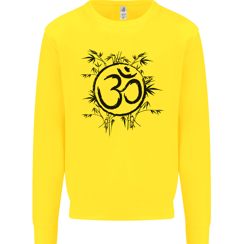 Yoga Symbol Sketch Meditation Kids Sweatshirt Jumper Yellow