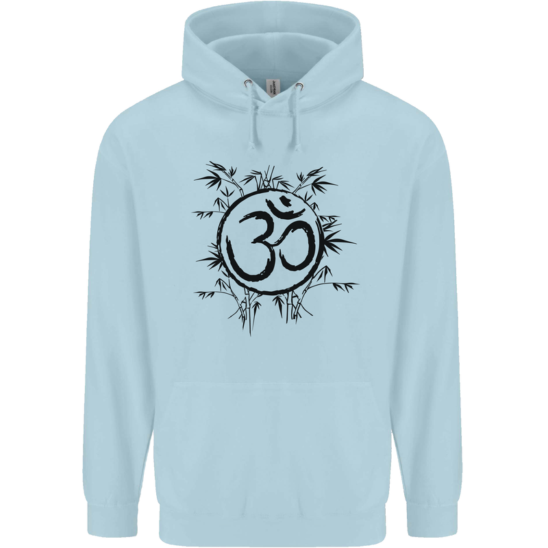 Yoga Symbol Sketch Meditation Mens 80% Cotton Hoodie Light Blue