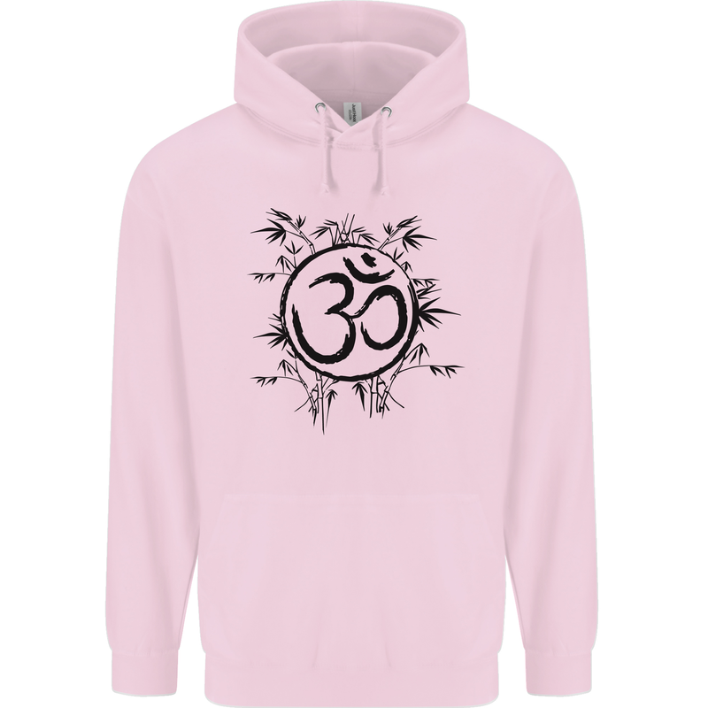 Yoga Symbol Sketch Meditation Mens 80% Cotton Hoodie Light Pink