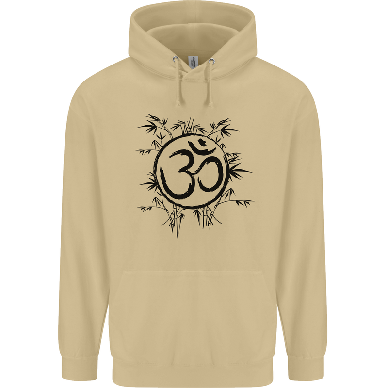 Yoga Symbol Sketch Meditation Mens 80% Cotton Hoodie Sand