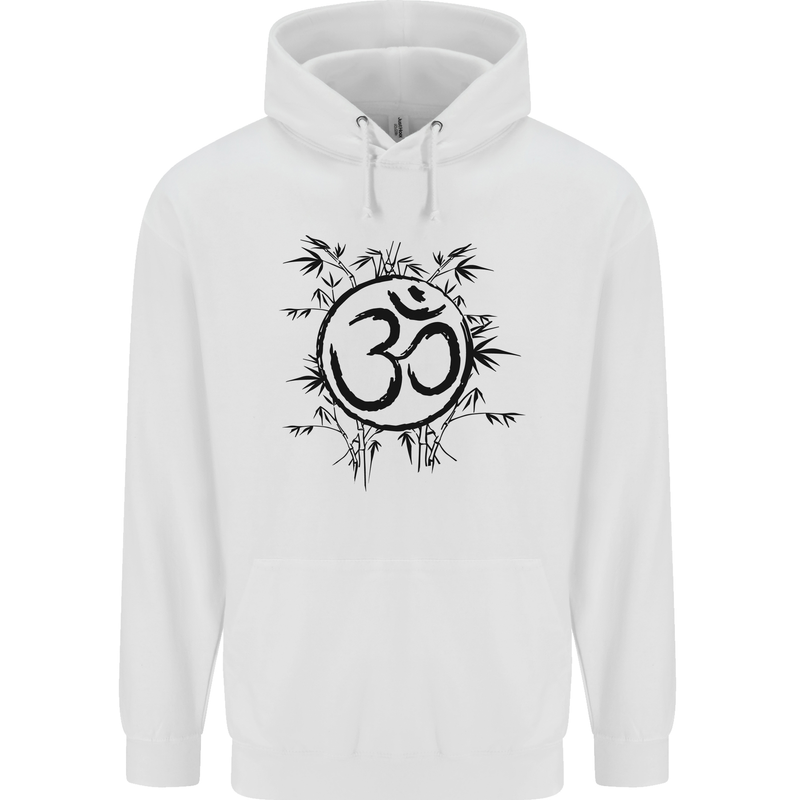Yoga Symbol Sketch Meditation Mens 80% Cotton Hoodie White