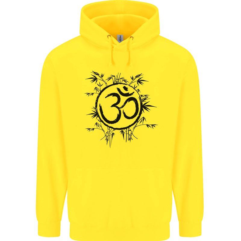 Yoga Symbol Sketch Meditation Mens 80% Cotton Hoodie Yellow
