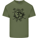 Yoga Symbol Sketch Meditation Mens Cotton T-Shirt Tee Top Military Green