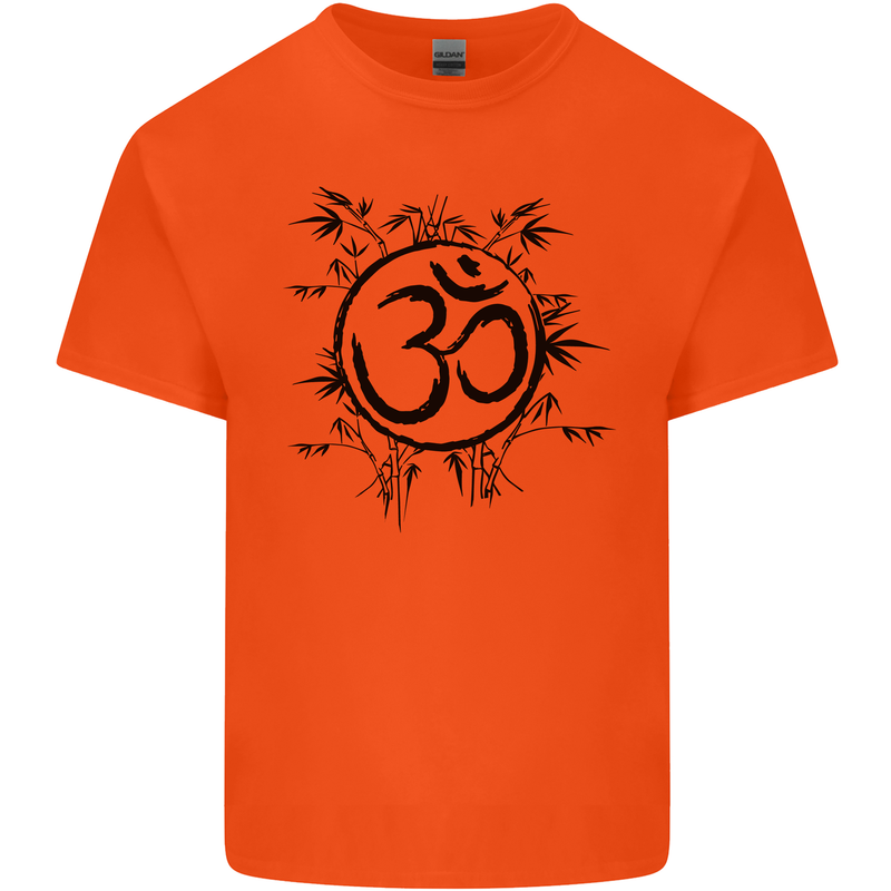 Yoga Symbol Sketch Meditation Mens Cotton T-Shirt Tee Top Orange