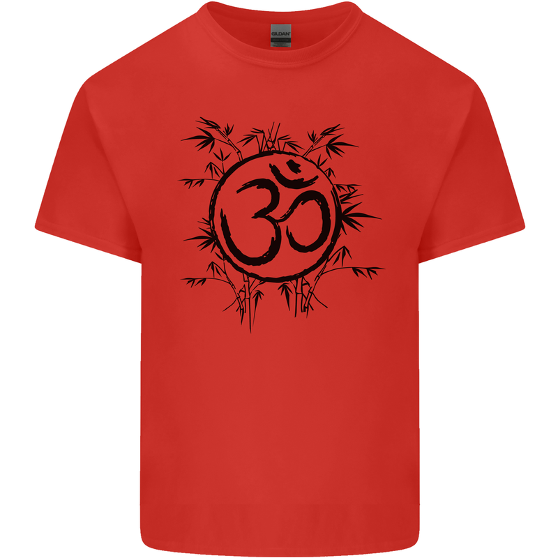 Yoga Symbol Sketch Meditation Mens Cotton T-Shirt Tee Top Red