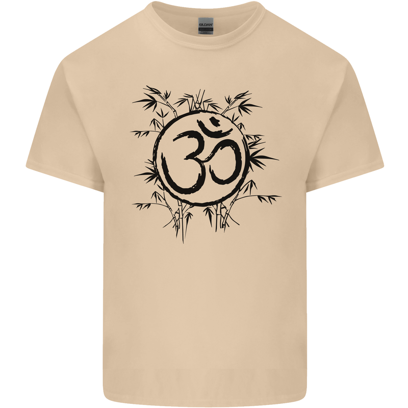 Yoga Symbol Sketch Meditation Mens Cotton T-Shirt Tee Top Sand