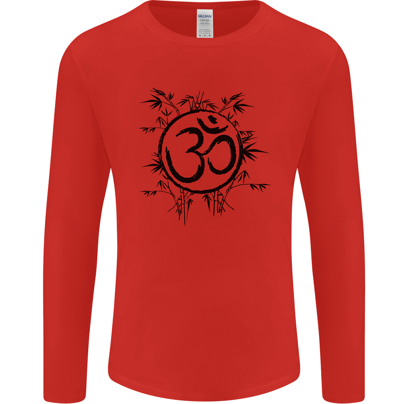 Yoga Symbol Sketch Meditation Mens Long Sleeve T-Shirt Red