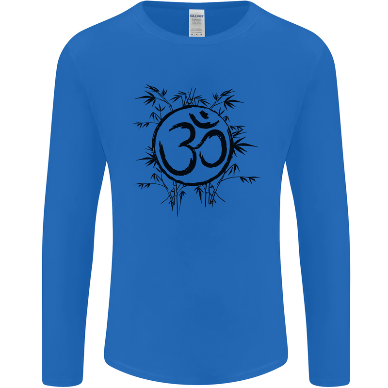 Yoga Symbol Sketch Meditation Mens Long Sleeve T-Shirt Royal Blue