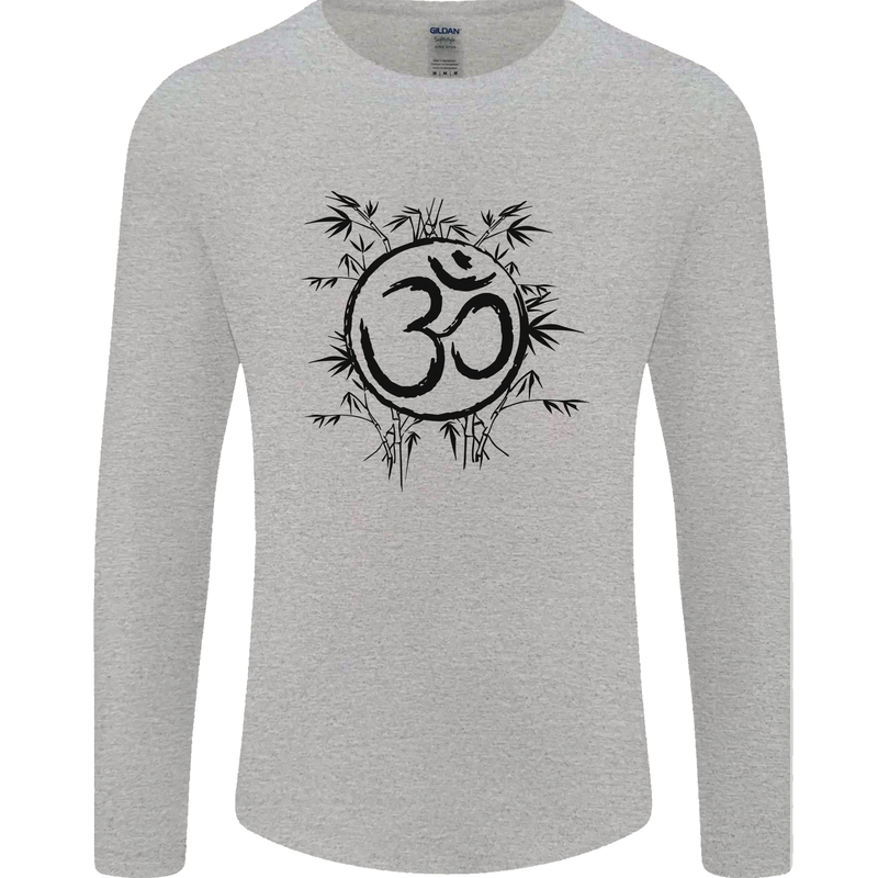 Yoga Symbol Sketch Meditation Mens Long Sleeve T-Shirt Sports Grey