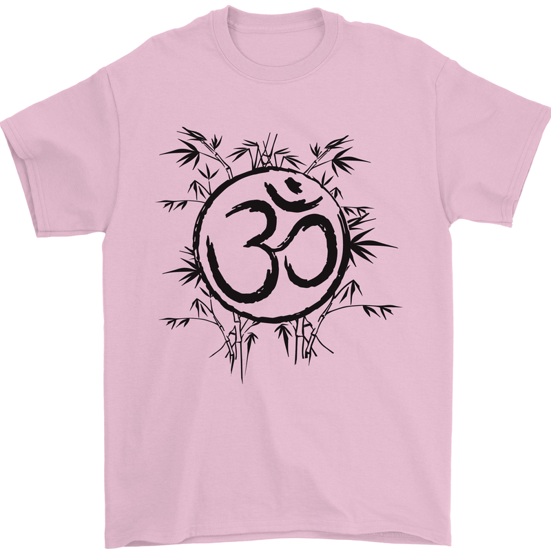 Yoga Symbol Sketch Meditation Mens T-Shirt 100% Cotton Light Pink
