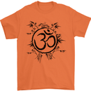 Yoga Symbol Sketch Meditation Mens T-Shirt 100% Cotton Orange
